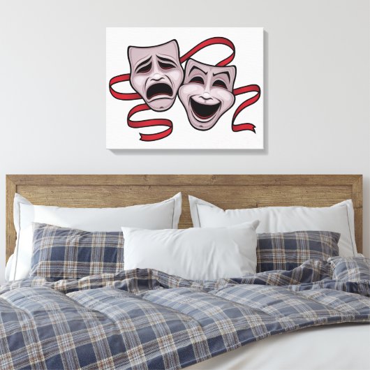 Comedy- en tragedie-theatermaskers canvas afdruk (Insitu (Slaapkamer))