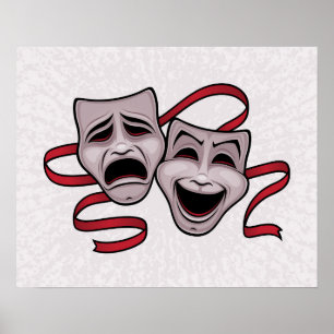 Comedy- en tragedie-theatermaskers poster