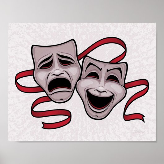 Comedy- en tragedie-theatermaskers poster (Voorkant)