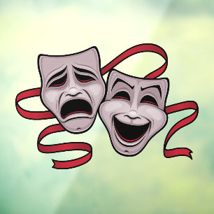 Comedy- en tragedie-theatermaskers raamsticker