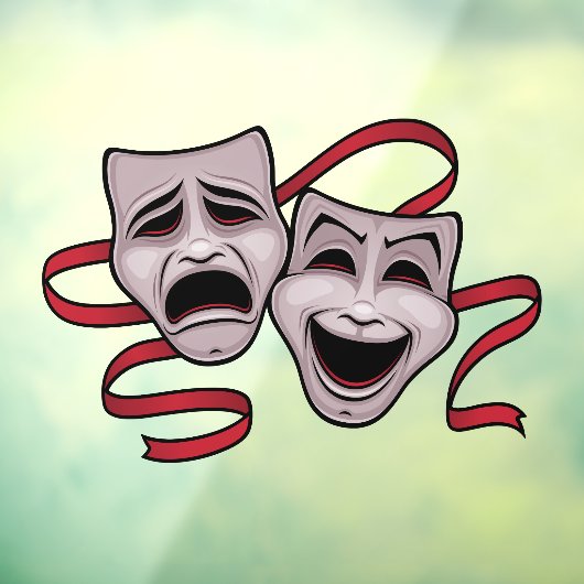 Comedy- en tragedie-theatermaskers raamsticker (Vel 3)