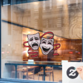 Comedy- en tragedie-theatermaskers raamsticker (Cafe Raam)