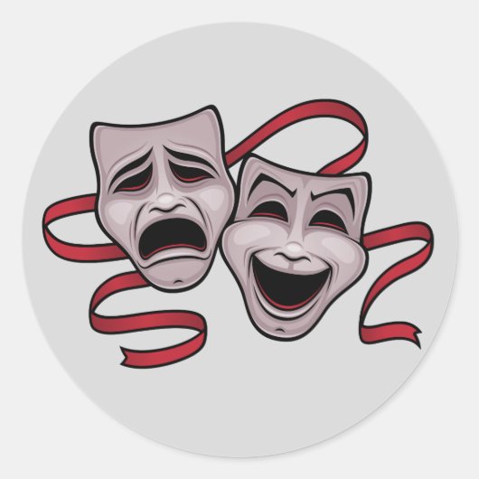 Comedy- en tragedie-theatermaskers ronde sticker (Voorkant)