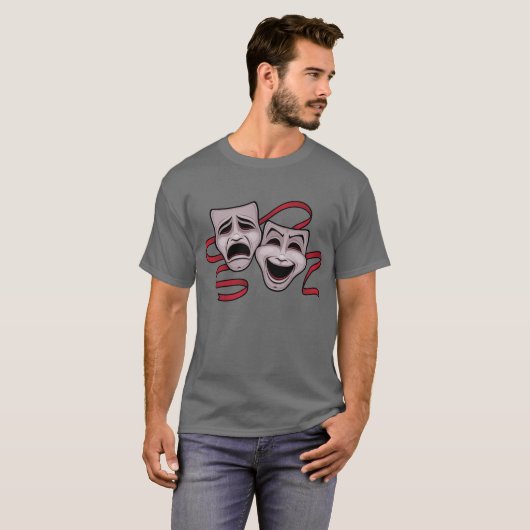 Comedy- en tragedie-theatermaskers t-shirt (Voorkant volledig)