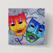 Comedy en tragedie vierkante button 5,1 cm (Voorkant)