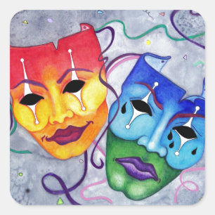 Comedy en tragedie vierkante sticker