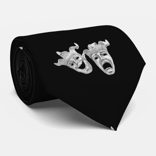 Comedy en tragedie, zilver theater stropdas (Opgerold)