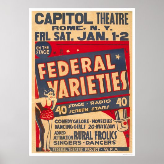 Comedy Galore Rome NY 1937 WPA Poster (Voorkant)
