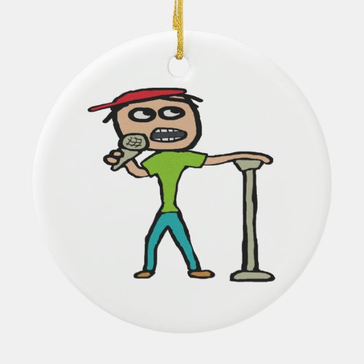 Comedy opstaan keramisch ornament (Achterkant)