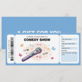Comedy Show Cadeaubon, Stand Up Comedy Ticket Kaart (Voorkant / Achterkant)