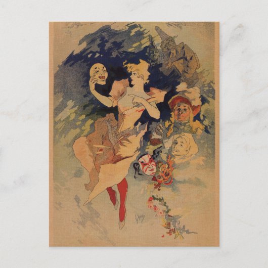 Comedy Theater 1900 van Jules Chéret Briefkaart (Voorkant)