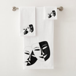 Comedy Tragedie Black en White Theater Mask Bad Handdoek