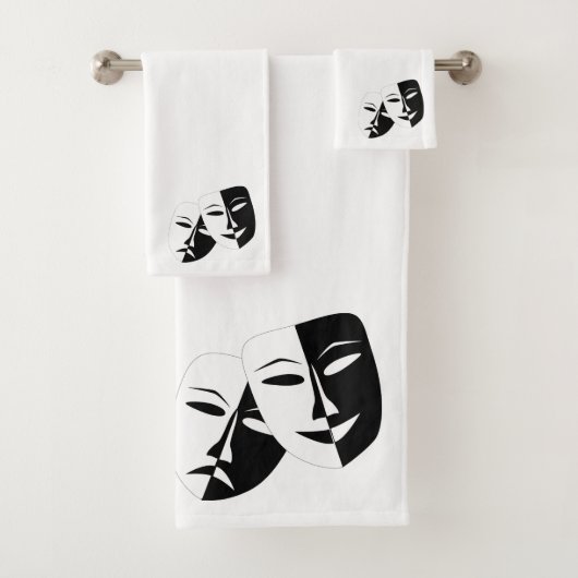 Comedy Tragedie Black en White Theater Mask Bad Handdoek (Insitu)