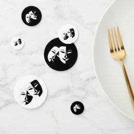 Comedy Tragedie Black en White Theater Mask Confetti