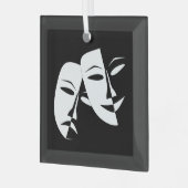 Comedy Tragedie Black en White Theater Mask Glas Ornament (Voorkant links)