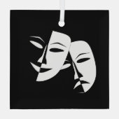 Comedy Tragedie Black en White Theater Mask Glas Ornament (Achterkant)