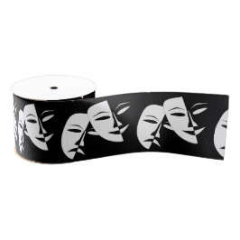 Comedy Tragedie Black en White Theater Mask Grosgrain Lint