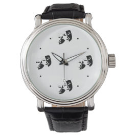 Comedy Tragedie Black en White Theater Mask Horloge
