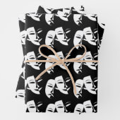 Comedy Tragedie Black en White Theater Mask Inpakpapier Vel (In situ)