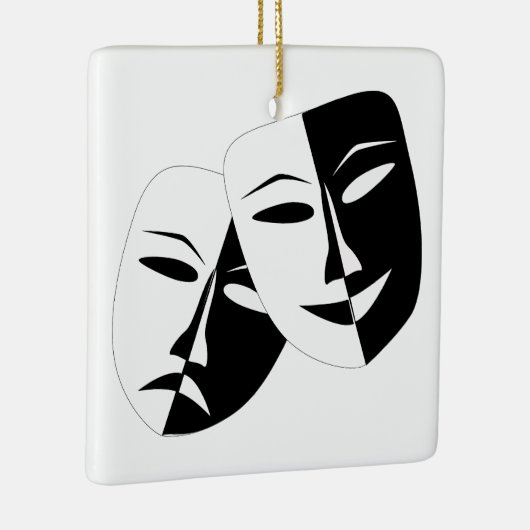 Comedy Tragedie Black en White Theater Mask Keramisch Ornament (Rechts)