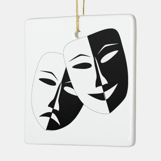 Comedy Tragedie Black en White Theater Mask Keramisch Ornament (Links)