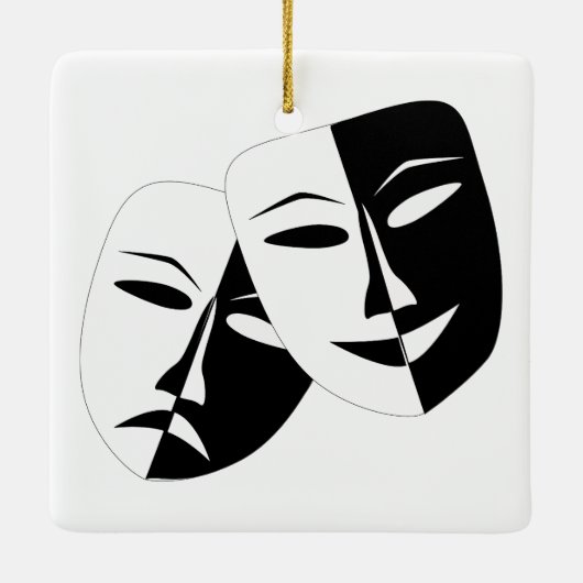 Comedy Tragedie Black en White Theater Mask Keramisch Ornament (Achterkant)