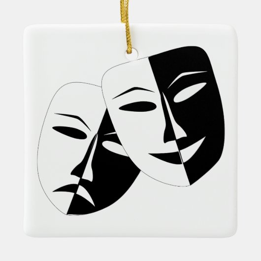 Comedy Tragedie Black en White Theater Mask Keramisch Ornament (Voorkant)