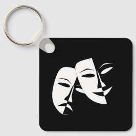 Comedy Tragedie Black en White Theater Mask Keycha Sleutelhanger