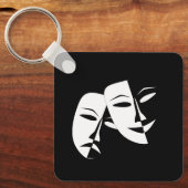 Comedy Tragedie Black en White Theater Mask Keycha Sleutelhanger (Voorkant)