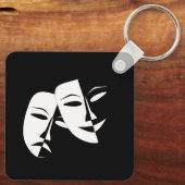 Comedy Tragedie Black en White Theater Mask Keycha Sleutelhanger (Achterkant)