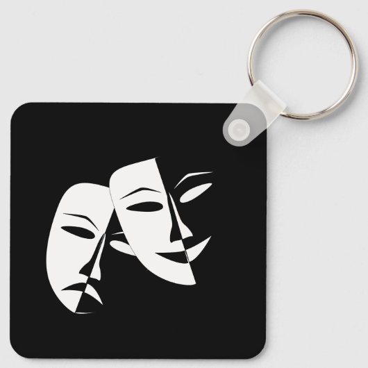 Comedy Tragedie Black en White Theater Mask Keycha Sleutelhanger (Achterkant)