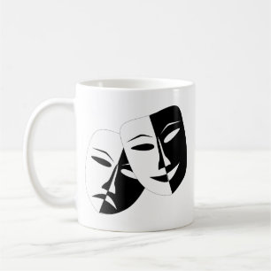Comedy Tragedie Black en White Theater Mask Koffiemok