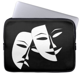 Comedy Tragedie Black en White Theater Mask Laptop Sleeve