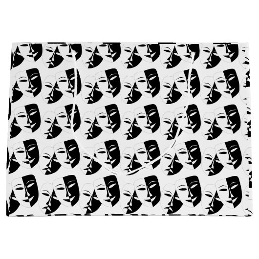 Comedy Tragedie Black en White Theater Mask Large Groot Cadeauzakje (Voorkant)