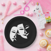 Comedy Tragedie Black en White Theater Mask Papieren Bordje (Feest)