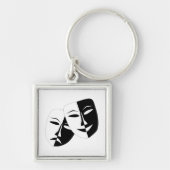 Comedy Tragedie Black en White Theater Mask Sleutelhanger (Voorkant)