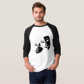 Comedy Tragedie Black en White Theater Mask T-Shi T-shirt (Voorkant volledig)