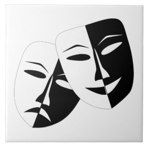 Comedy Tragedie Black en White Theater Mask Tegeltje