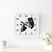 Comedy Tragedie Black en White Theater Mask Vierkante Klok (Huis)