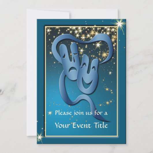 Comedy tragedie blauw bioscoopmasker - Aangepast u Kaart (Voorkant)