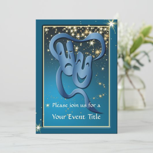 Comedy tragedie blauw bioscoopmasker - Aangepast u Kaart (Staand voorkant)