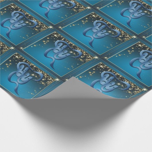 Comedy tragedie blauw bioscoopmasker fotopapier cadeaupapier (Hoek)