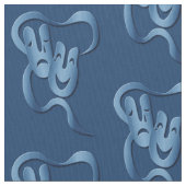 Comedy Tragedie Blue Pima Cotton Stof (Close Up)