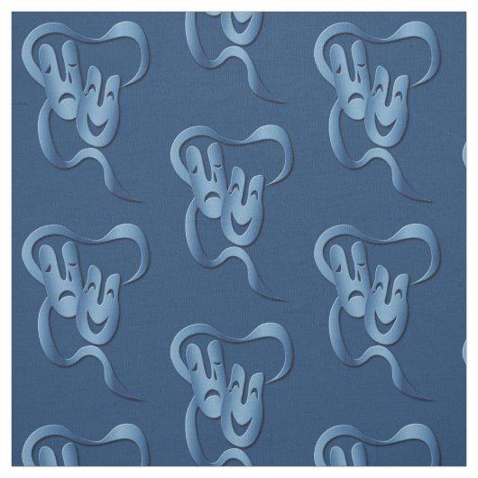 Comedy Tragedie Blue Pima Cotton Stof (Swatch)