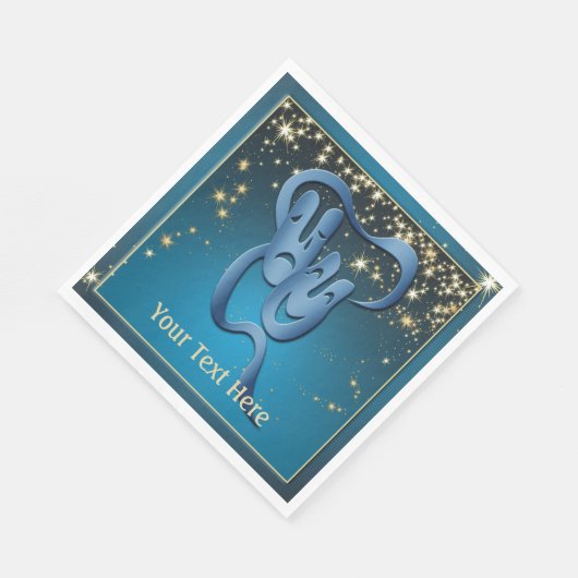 Comedy Tragedie Blue Theater Mask Custom Servet (Hoek)