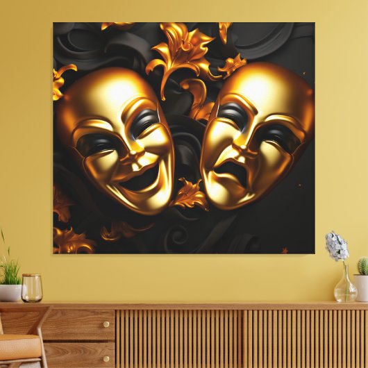 Comedy & tragedie canvas afdruk (Insitu (Woonkamer))