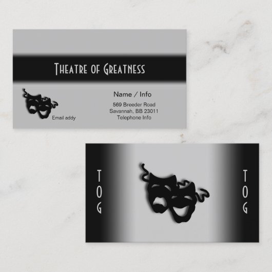 Comedy Tragedie Griekse zwarte maskers Visitekaart Visitekaartje (Voorkant / Achterkant)