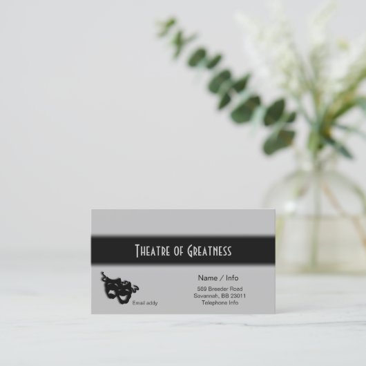 Comedy Tragedie Griekse zwarte maskers Visitekaart Visitekaartje (Staand voorkant)