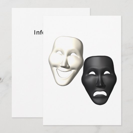 Comedy Tragedie-maskers Kaart (Voorkant / Achterkant)