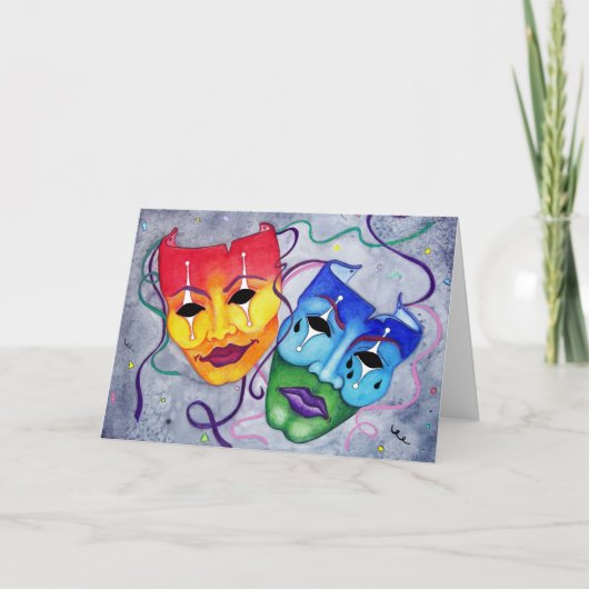 Comedy & tragedie notitiekaartje (Voorkant)